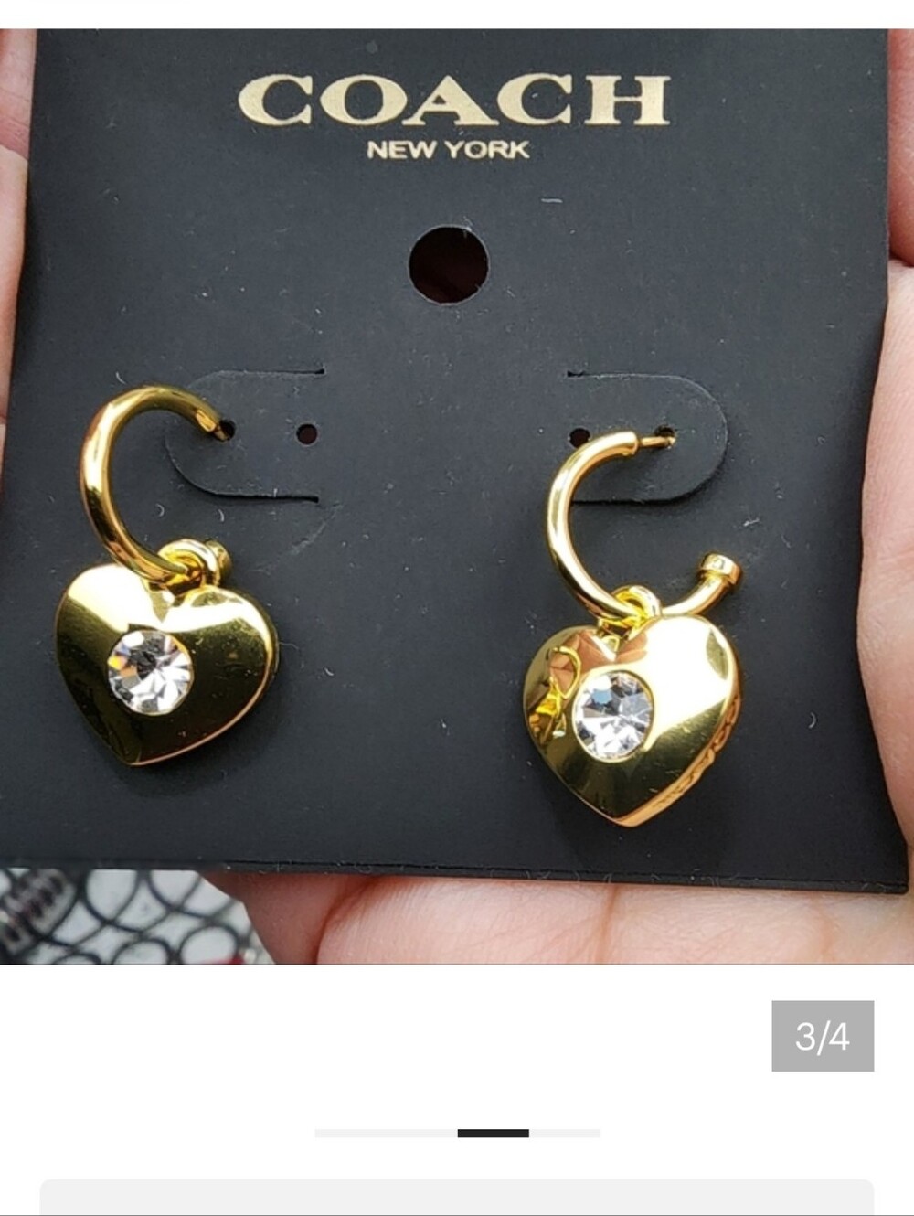 Coach Gold Heart Earrings - Picture 3 of 4